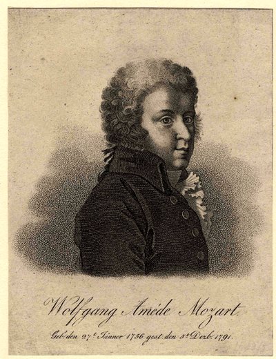Portret van de componist Wolfgang Amadeus Mozart 1756-1791, na 1824 door Pierre Alexandre Tardieu