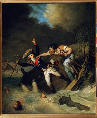 De dood van Leopold van Brunswijk tijdens een overstroming in Brunswijk in 1785 door Pierre Alexandre Wille