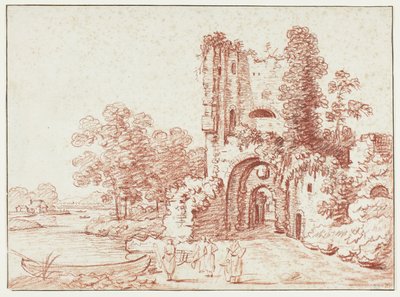Landschap met vervallen toren door Pierre Alexandre Wille