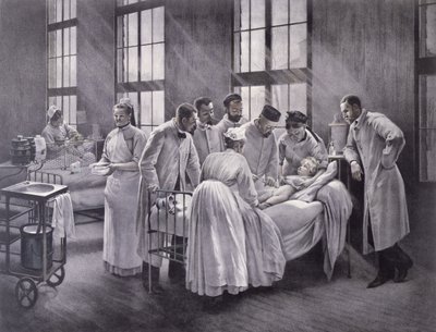 De Kroep Genezen door Dokter Roux, gegraveerd door E. Buval door Pierre Andre Brouillet