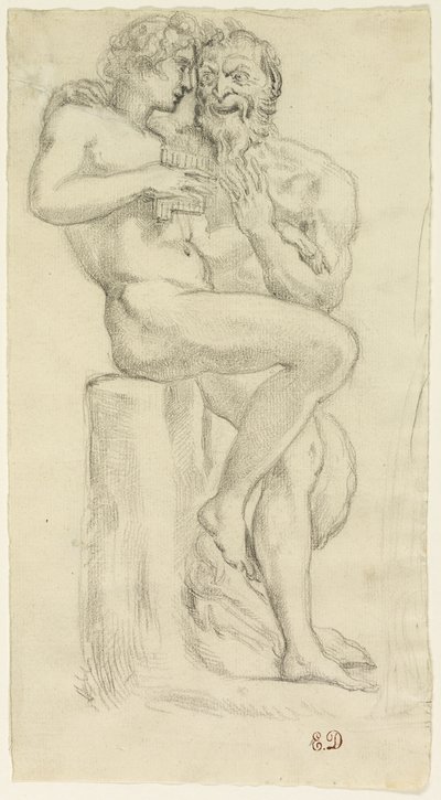 Studie van een naaktfiguur en een faun door Pierre Andrieu