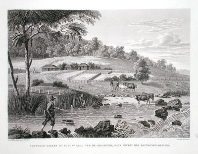 Nieuw-Zuid-Wales, Nieuw-Holland: Uitzicht op de Cox-rivier in het westen van de Blauwe Bergen, uit 