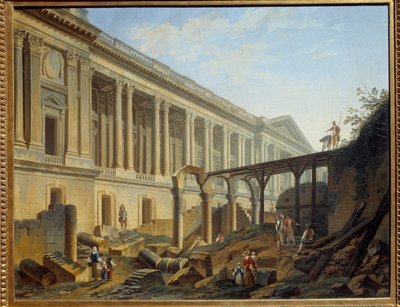 Ontsluiting van de Louvre Colonnade Werken uitgevoerd door Jacques Germain Soufflot door Pierre Antoine Demachy