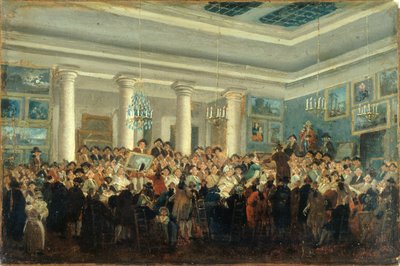 Openbare verkoop van schilderijen, circa 1785 (olieverf op doek) door Pierre Antoine Demachy