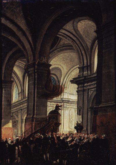 Preek van een kapucijn in de kerk van Saint Roch, 1780 door Pierre Antoine Demachy
