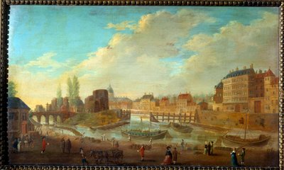 Uitzicht op Louviers-eiland en de Punt van Saint Louis-eiland Uitzichten van Saint Paul Port door Pierre Antoine Demachy