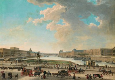 Uitzicht op Parijs vanaf de Place Dauphine, Tussen 1750 en 1775 door Pierre Antoine Demachy