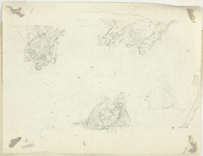 Schetsblad: Figurengroepen door Pierre Antoine Mongin
