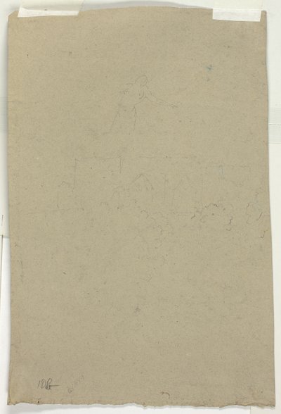 Schets van boomtoppen en figuur door Pierre Antoine Mongin