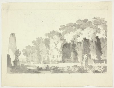 Uitzicht op het park van Versailles: Bomen en beelden door Pierre Antoine Mongin