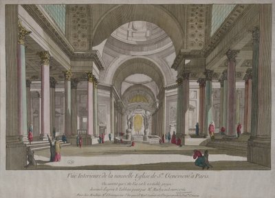 Zicht op het interieur van het Pantheon in Parijs door Pierre Antoine de Machy