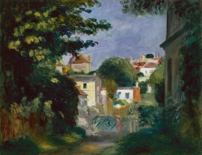 Een Huis en Persoon tussen de Bomen door Pierre Auguste Renoir
