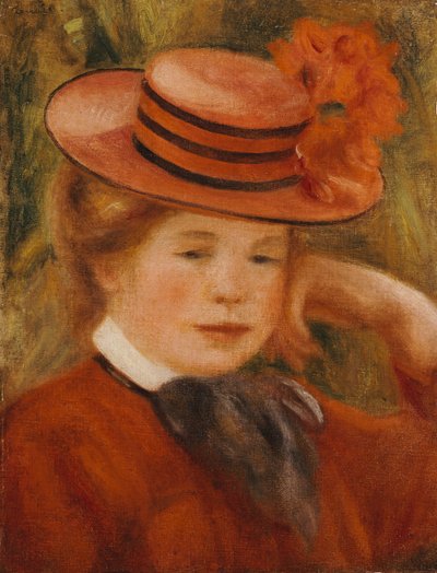 Een Jong Meisje met een Rode Hoed, 1899 door Pierre Auguste Renoir