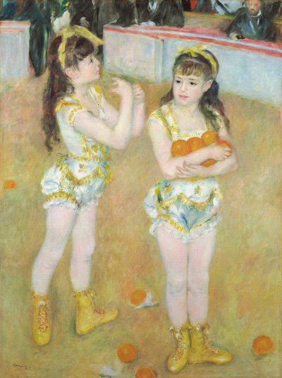 Acrobaten bij Cirque Fernando (Francisca en Angelina Wartenberg) door Pierre Auguste Renoir