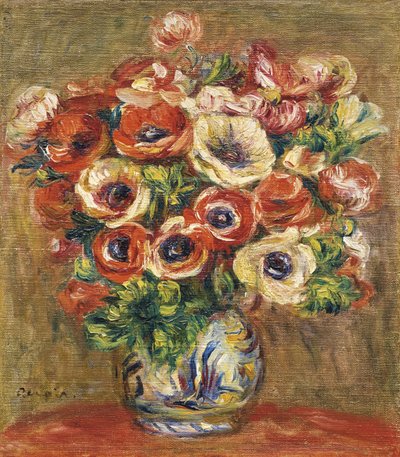 Anemonen in een vaas door Pierre Auguste Renoir