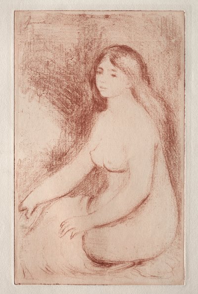 Zittende Baadster door Pierre Auguste Renoir
