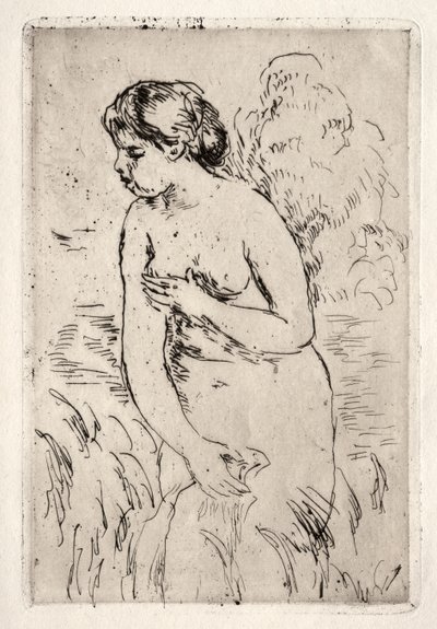 Staande badende, tot halverwege de benen door Pierre Auguste Renoir