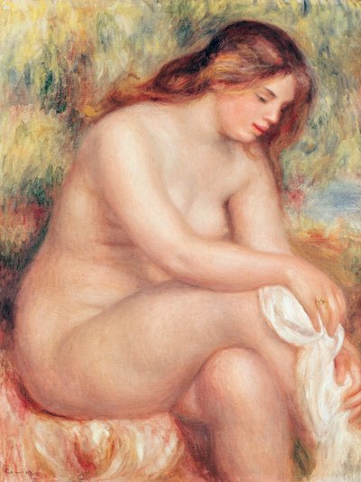 Bader droogt zichzelf af, ca. 1910 door Pierre Auguste Renoir