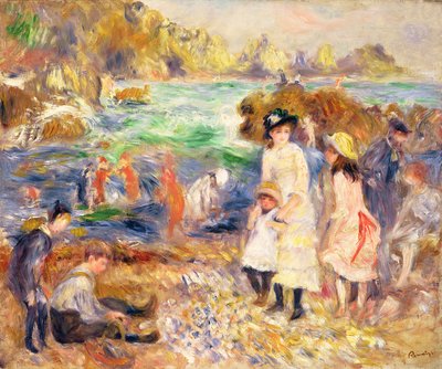 Strandscène, Guernsey (Enfants au bord de la Mer a Guernsey) 1883 door Pierre Auguste Renoir