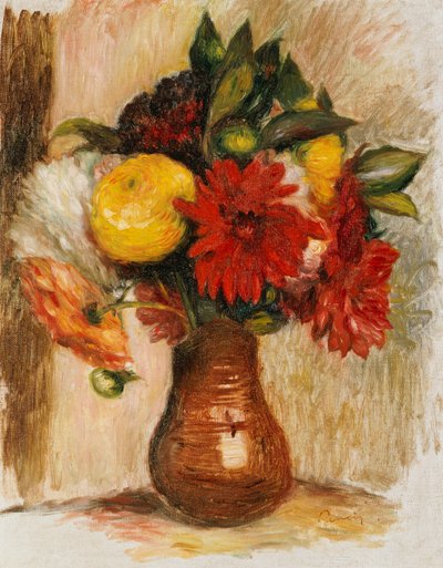 Boeket bloemen in een stenen kruik door Pierre Auguste Renoir