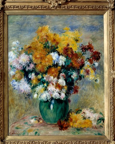 Boeket chrysanten door Pierre Auguste Renoir