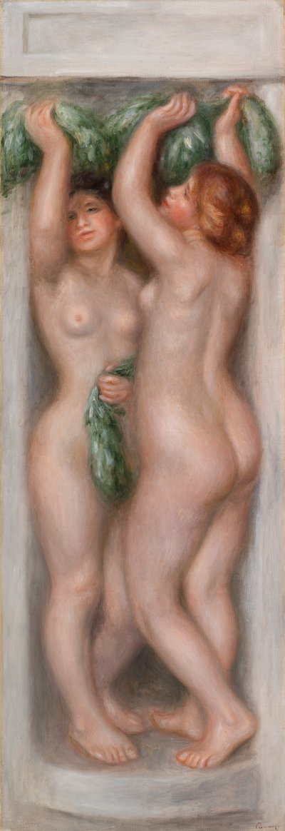 Kariatiden; ook wel Deux baigneuses (panneau décoratif) genoemd door Pierre Auguste Renoir