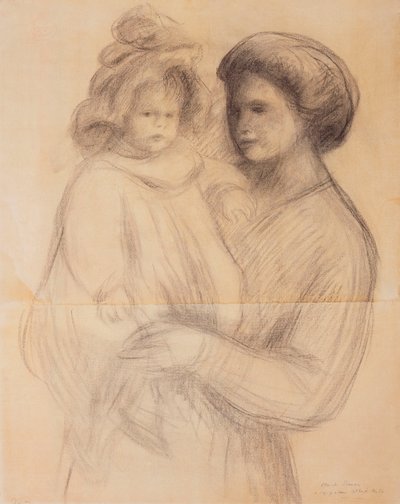 Claude Renoir in de armen van zijn verpleegster, Renee Jolivet; Claude Renoir dans les bras de sa Nurse, Renee Jolivet, 1903 door Pierre Auguste Renoir
