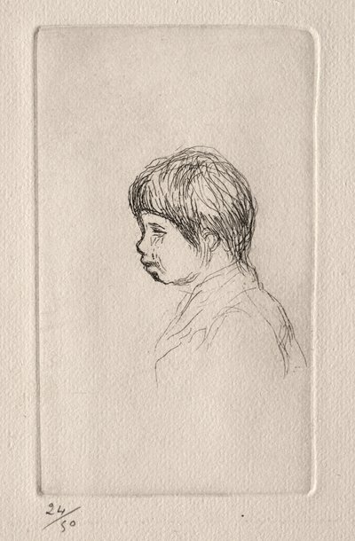 Claude Renoir, de zoon van de kunstenaar, in profiel door Pierre Auguste Renoir