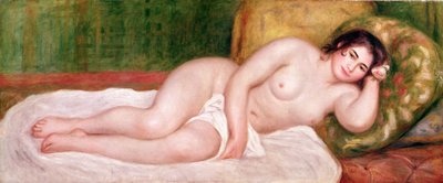 Vrouwelijk naakt op een bank door Pierre Auguste Renoir