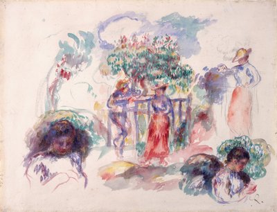 Figuren onder een boom, 1880-82 door Pierre Auguste Renoir