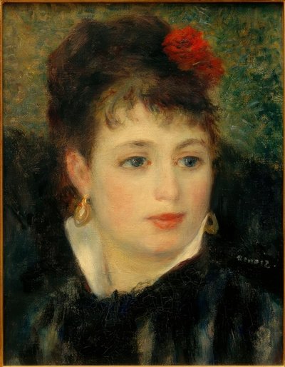 Vrouw met roos door Pierre Auguste Renoir