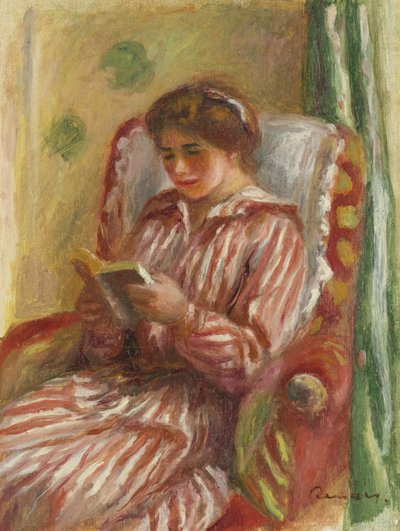 Gabrielle leest, 1910 door Pierre Auguste Renoir
