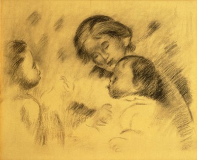 Gabrielle Renard met Jean Renoir en een klein meisje, ca. 1895-96 door Pierre Auguste Renoir