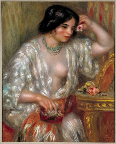 Gabrielle met sieraden: Gabrielle Renard, verpleegster van de zoon van de kunstenaar door Pierre Auguste Renoir