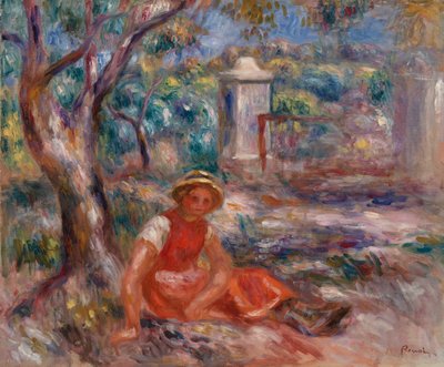 Meisje aan de Voet van een Boom door Pierre Auguste Renoir