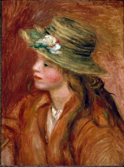 Meisje met een strohoed door Pierre Auguste Renoir