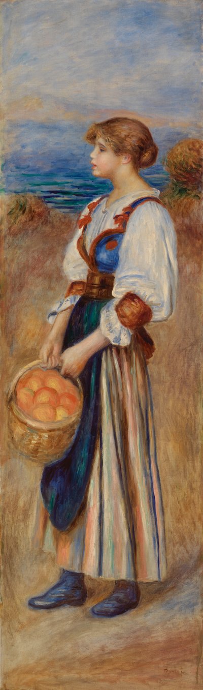 Meisje met Mand Sinaasappels door Pierre Auguste Renoir