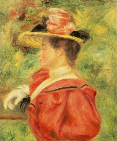 Meisje met Handschoen, ca. 1890 door Pierre Auguste Renoir