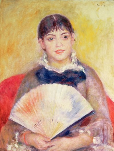 Meisje met een waaier door Pierre Auguste Renoir