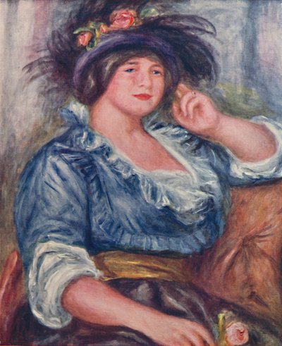 Meisje met een roos, 1913, 1923 door Pierre Auguste Renoir