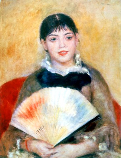 Meisje met een waaier, 1881 door Pierre Auguste Renoir