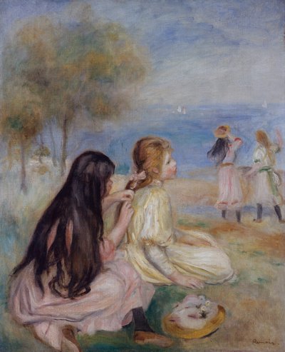 Meisjes aan de Kust, ca. 1875 door Pierre Auguste Renoir