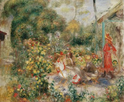 Meisjes in een tuin in Montmartre, ca. 1893-5 door Pierre Auguste Renoir