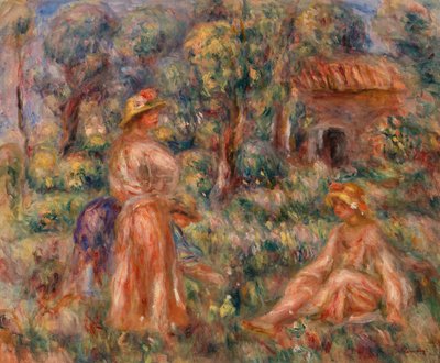Meisjes in een Landschap door Pierre Auguste Renoir