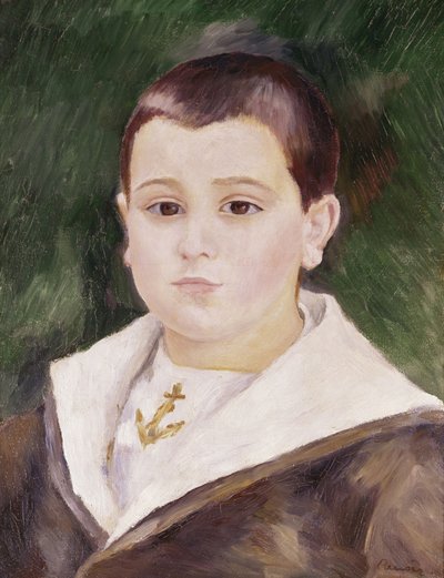Hoofd van een Jonge Jongen in een Matrozenpak door Pierre Auguste Renoir