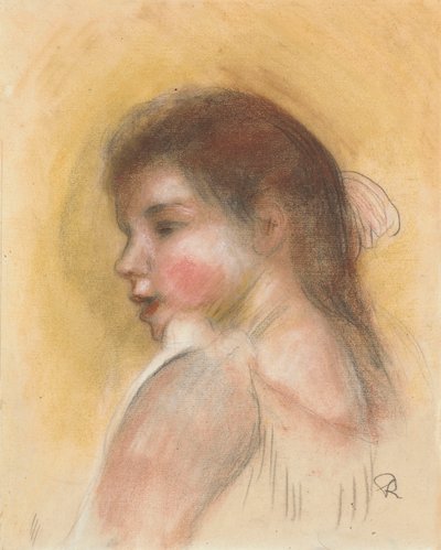 Hoofd van een jong meisje in profiel door Pierre Auguste Renoir