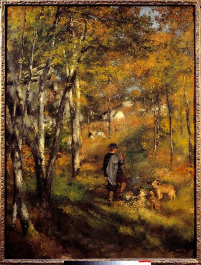 Jules Lecoeur en zijn honden in het bos van Fontainebleau door Pierre Auguste Renoir
