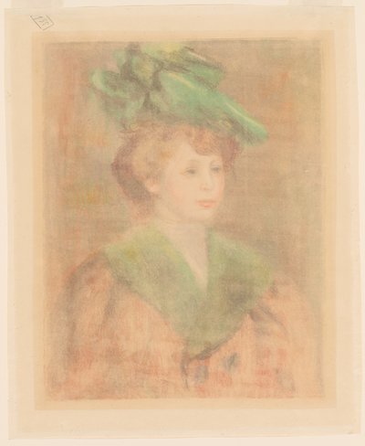 Dame met Groene Hoed Mlle. Dieterle, eind 19e-begin 20e eeuw door Pierre Auguste Renoir