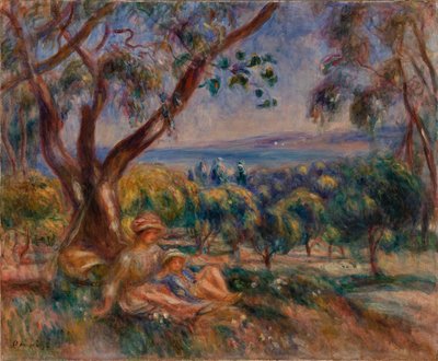 Landschap met figuren, nabij Cagnes door Pierre Auguste Renoir