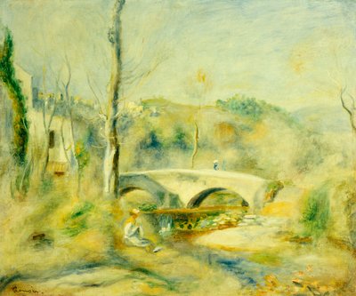 Landschap met een brug door Pierre Auguste Renoir